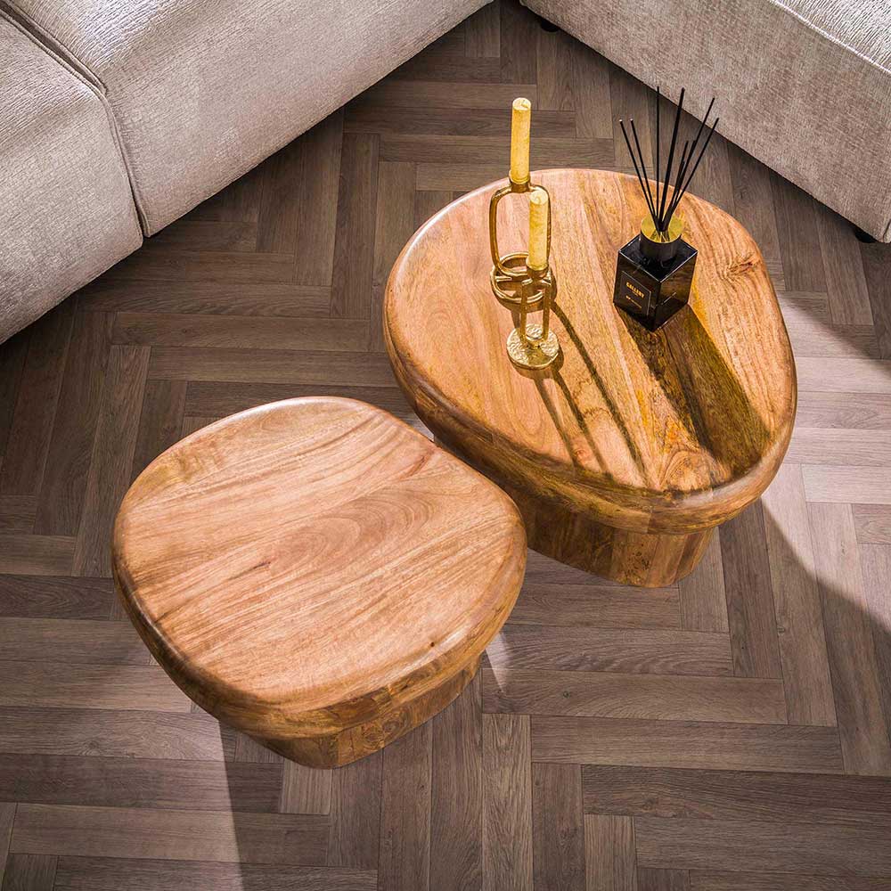 Couchtisch Duo aus Mangoholz in Sand - Oregana