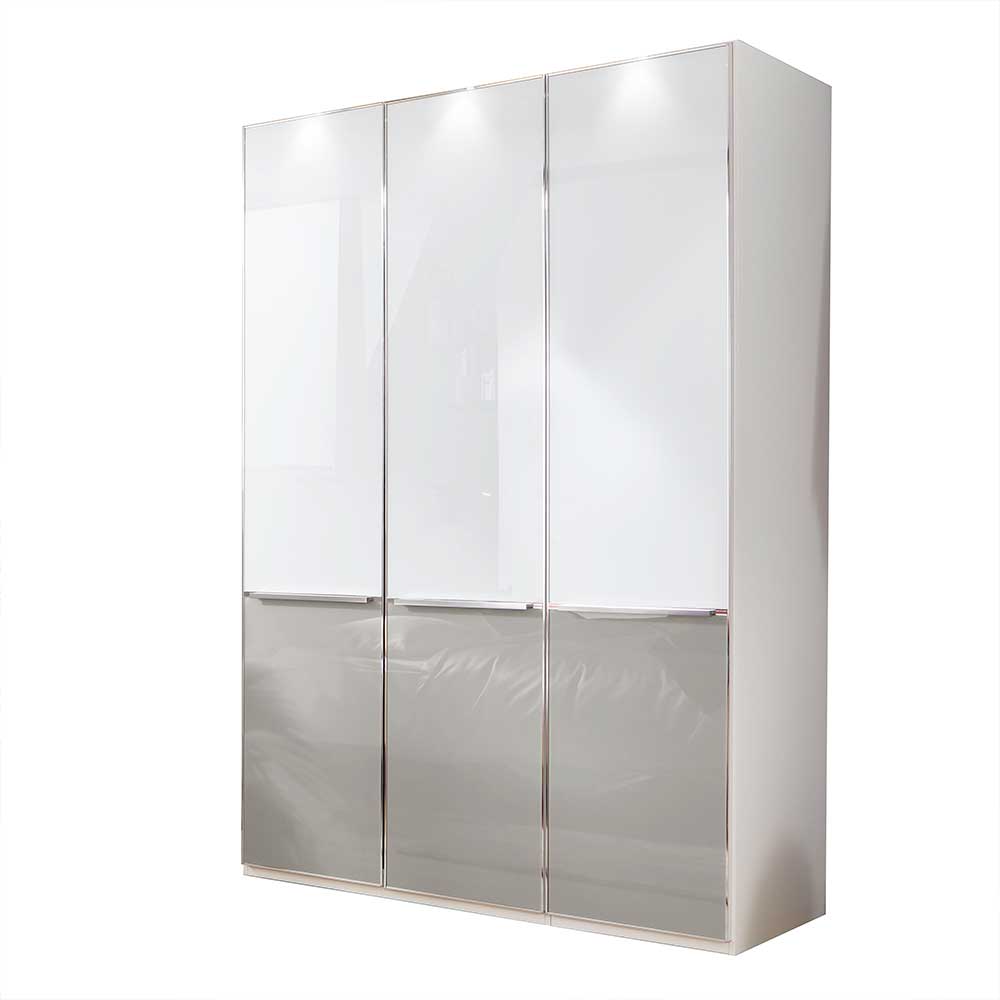 Schlafzimmer-Schrank mit Glas zweifarbig in Weiß & Grau - Erienvo