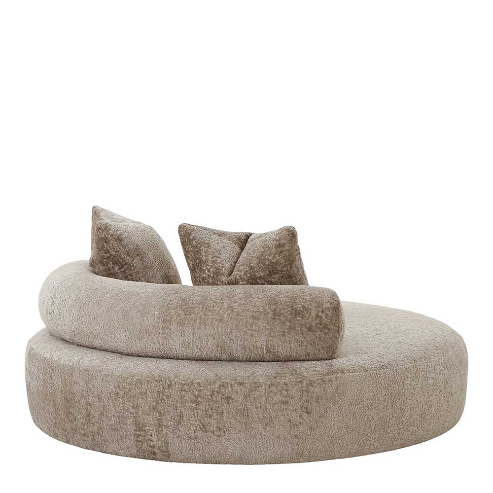 Rundes Sofa in Beigegrau Chenille - Geritts