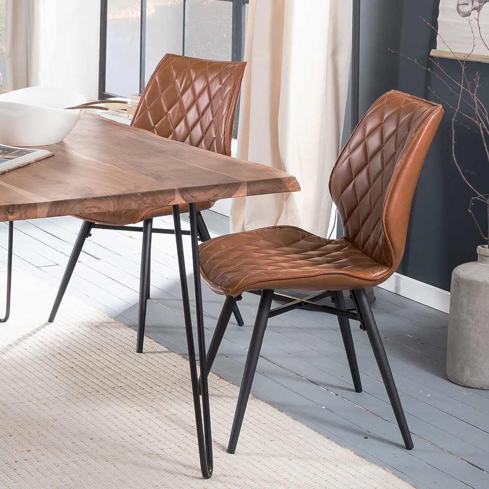 Rinida Essgruppe Tisch Akazie mit Baumkanten Design - (5-teilig)
