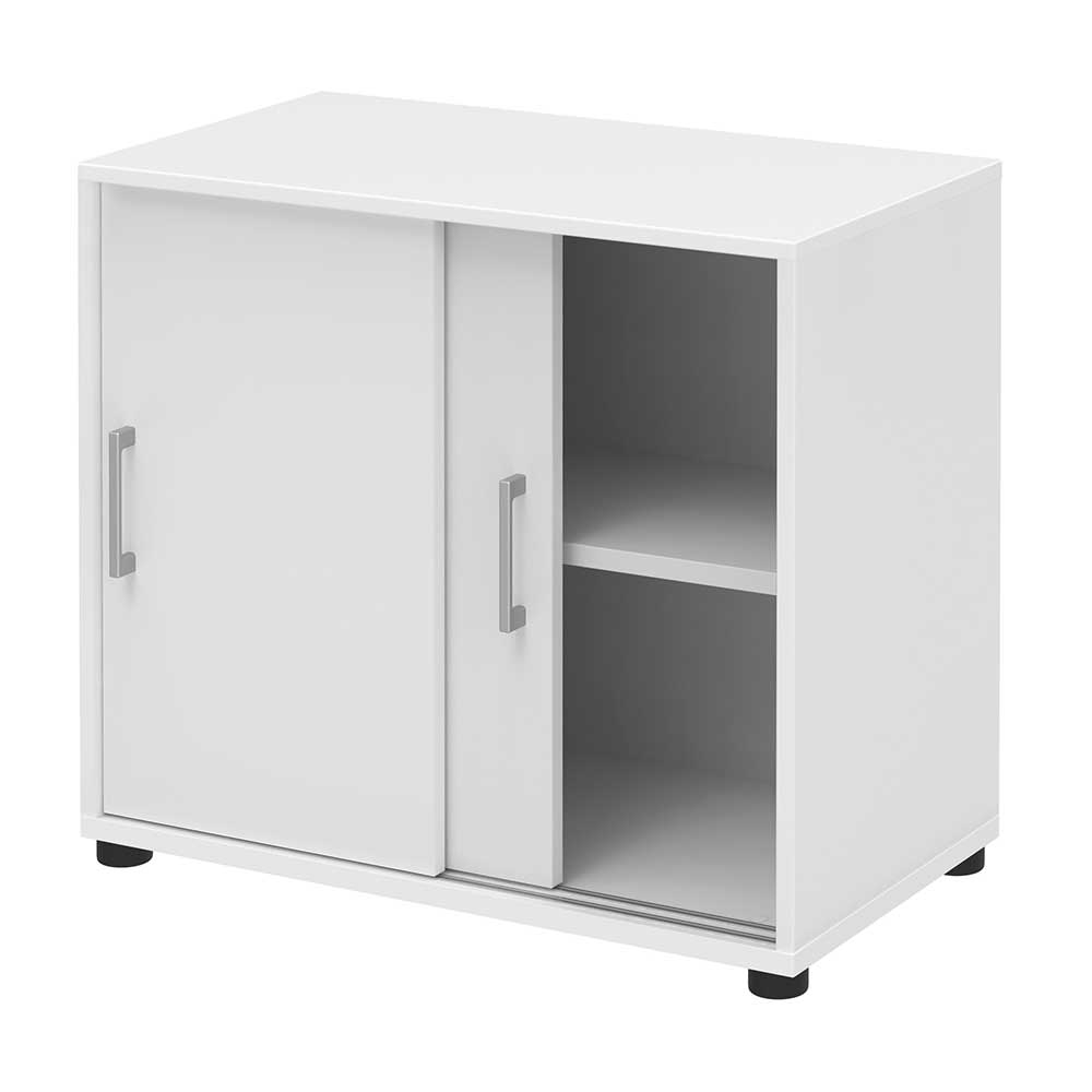 Weißer Büroschrank mit 74cm Schiebetüren hoch - & breit 80cm Trapani