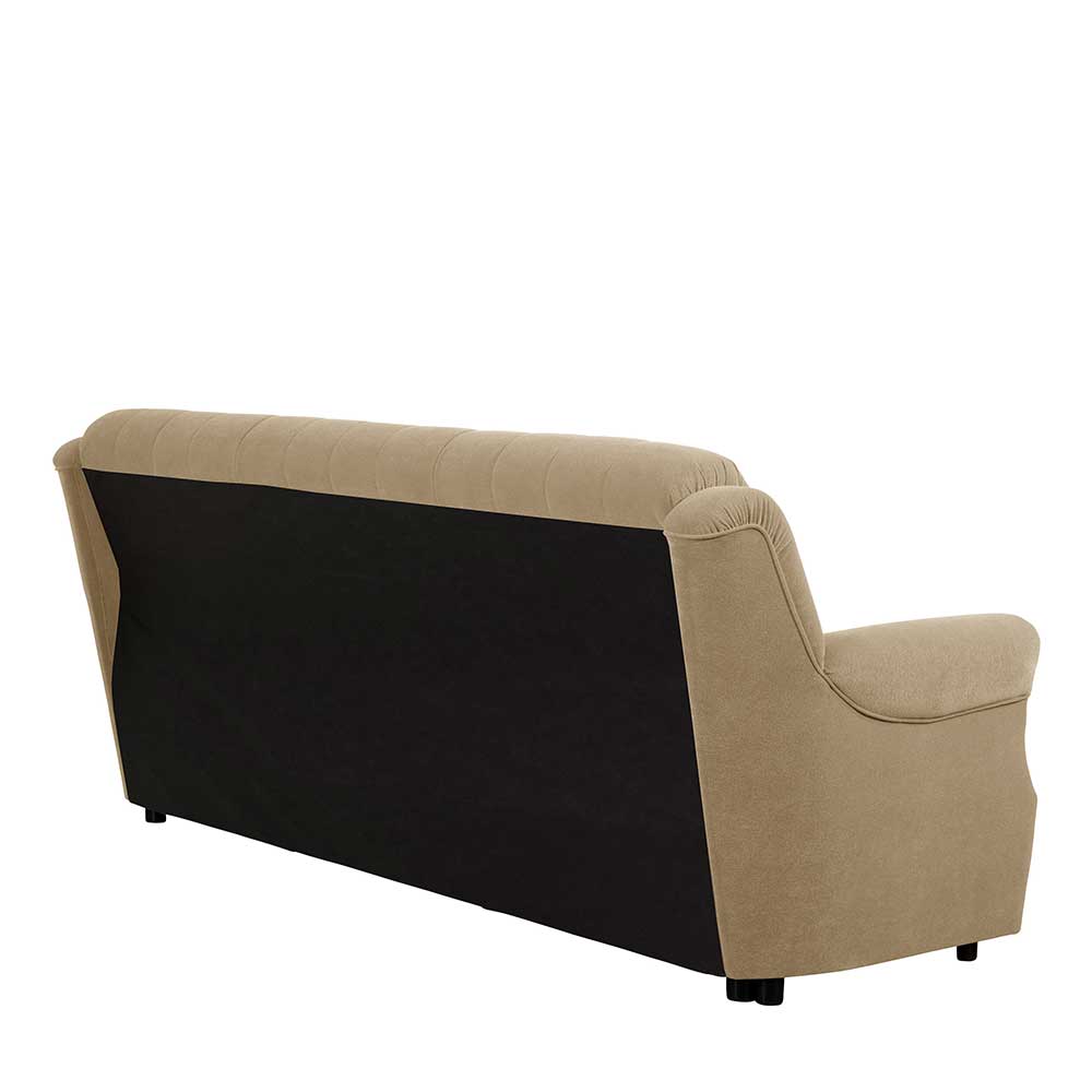 Federkern Schlafsofa aus Flockstoff in Beige - Mabu