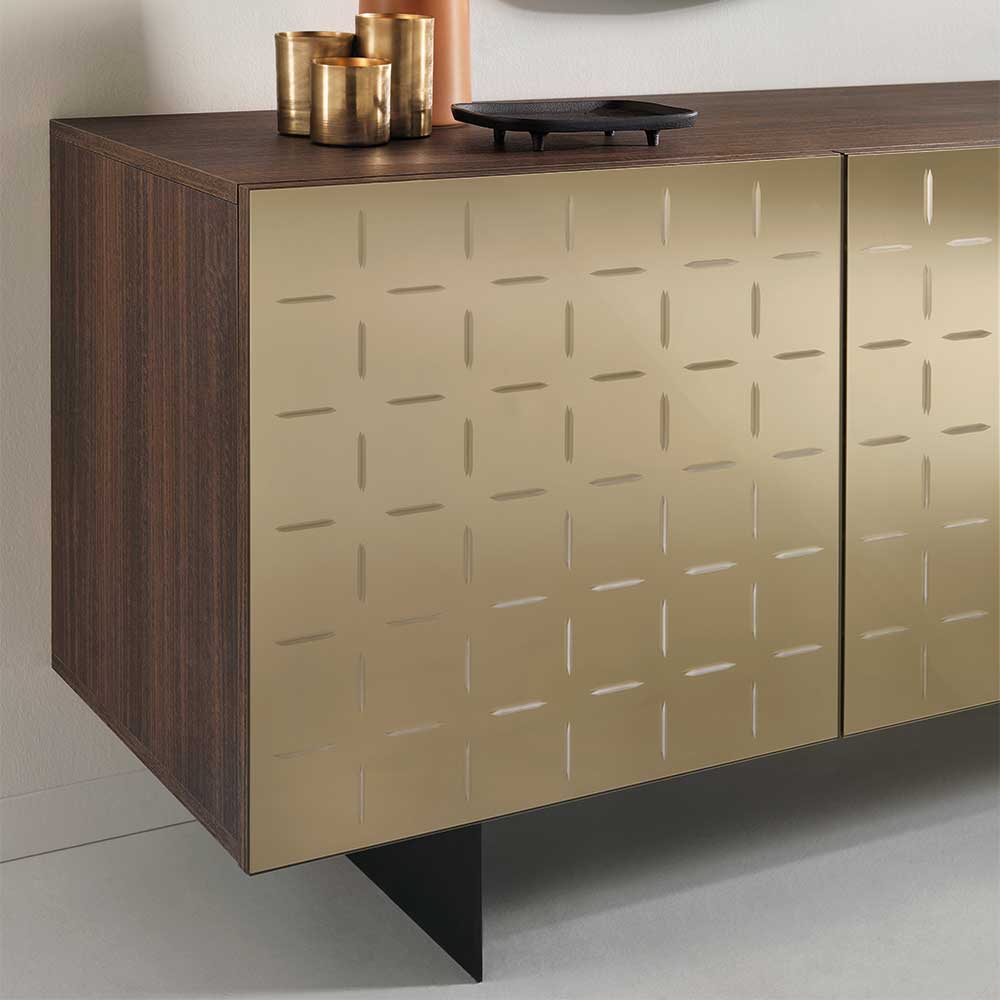 3-türiges Sideboard mit Spiegel Front Bronze - Imarena