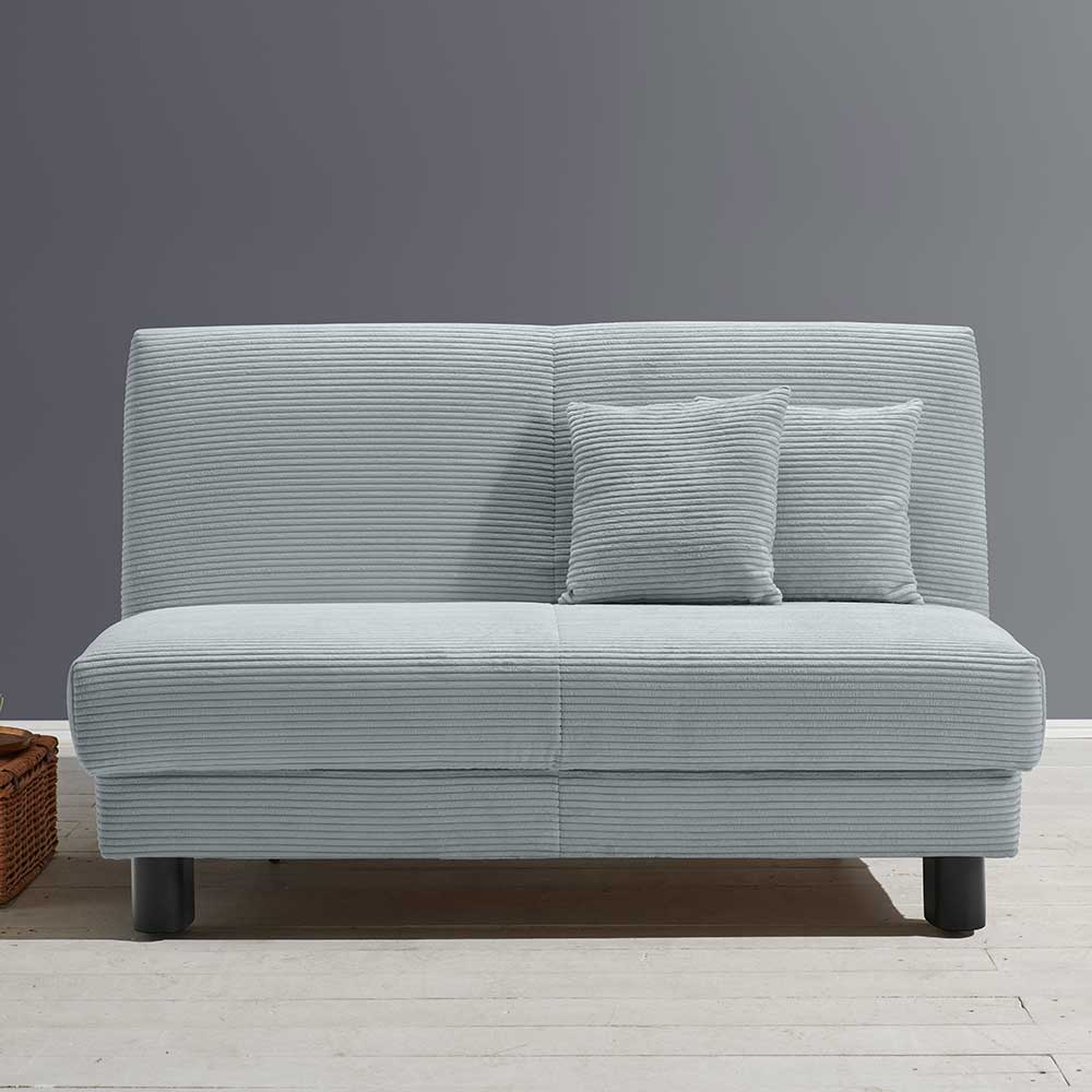 Ausklappbares Sofa aus Cord in Hellblau - Rachel