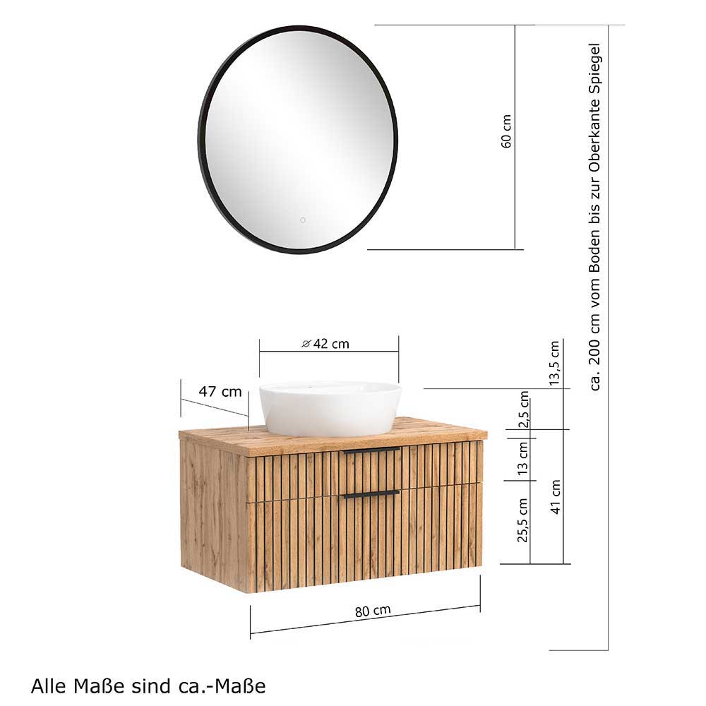 Bad Waschtisch & Midischrank Set - Crystoga (dreiteilig)