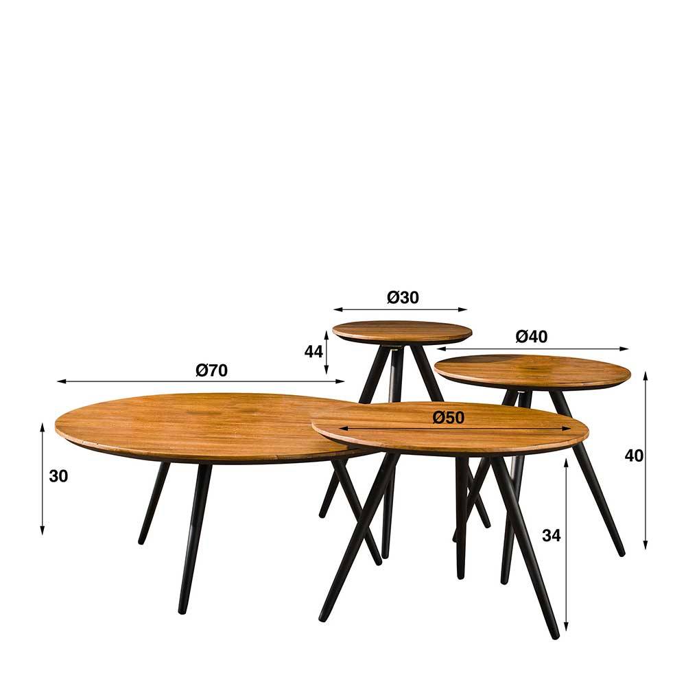 Couchtisch Quartett aus Teak - Finitas (vierteilig)