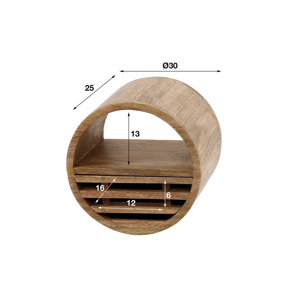 Rundes Wandregal mit Schublade - Detroit