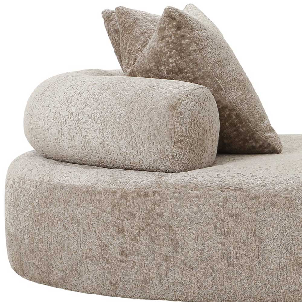 Rundes Sofa in Beigegrau Chenille - Geritts