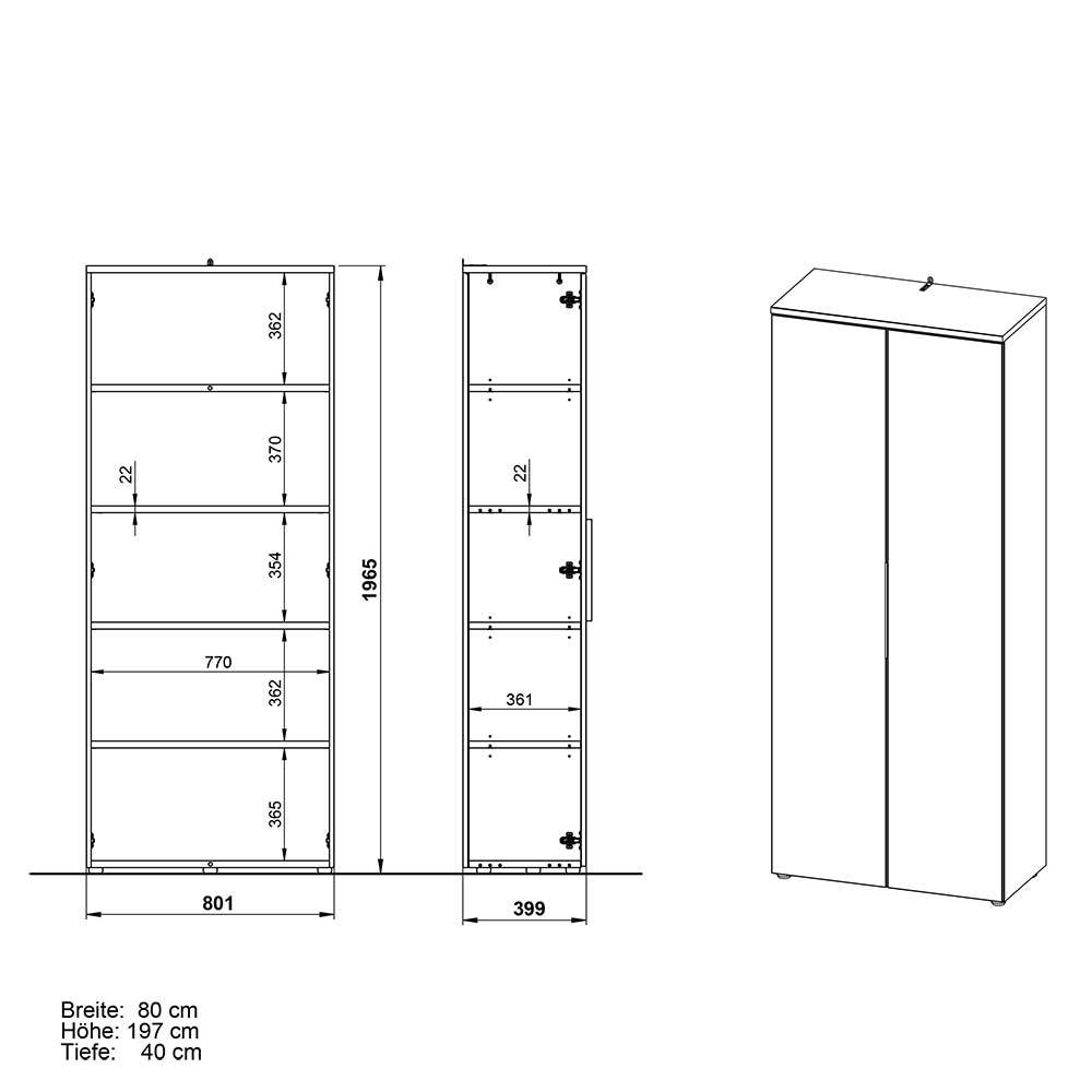 Aktenschrank mit Doppeltür in Weiß - Sparkle