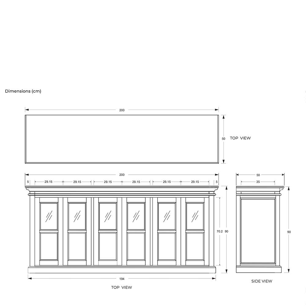 6-türiges Vitrinen Sideboard zweifarbig - Provona