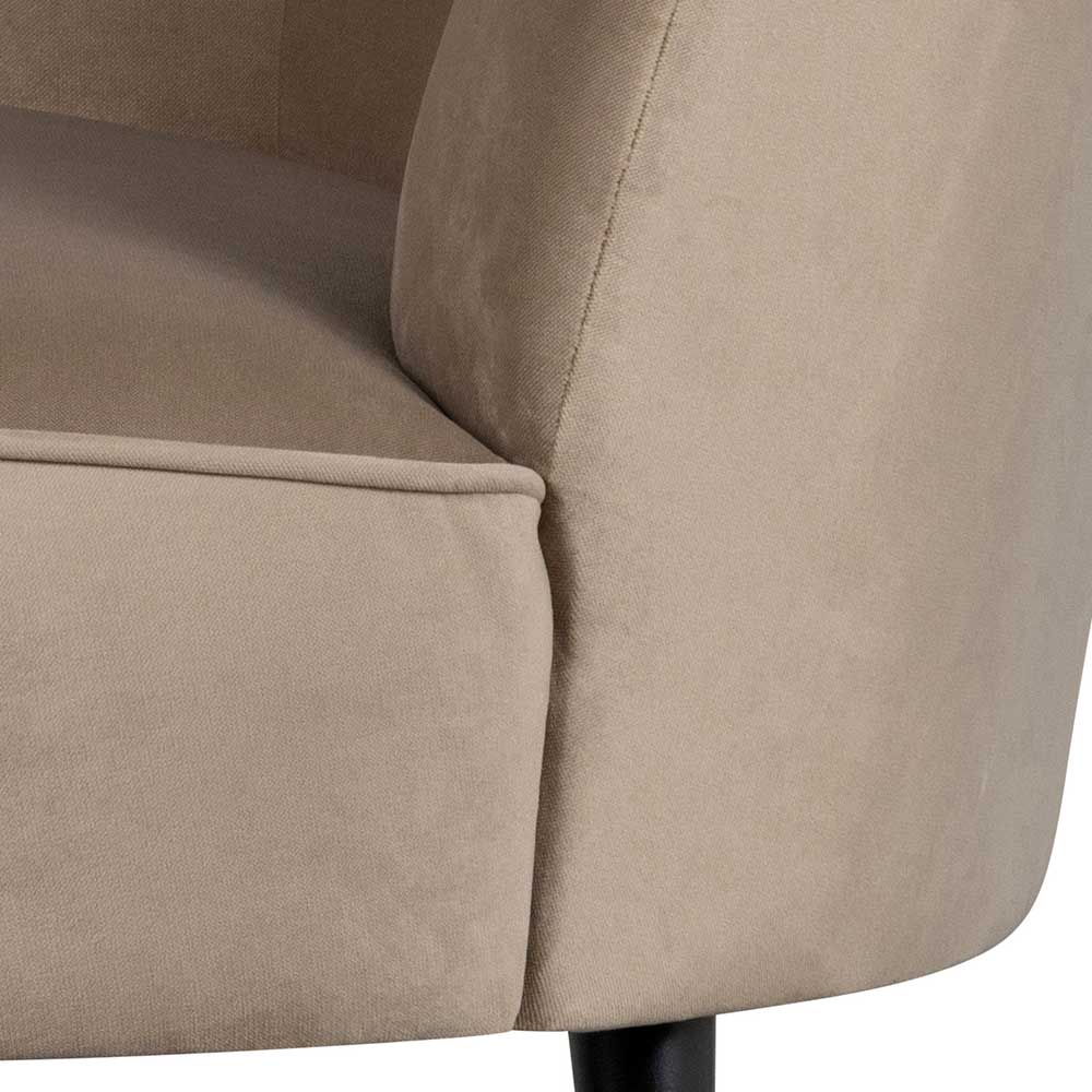 Design Sessel in Khaki - und Birkenholz-Beine Samtbezug Schwarz Griffina