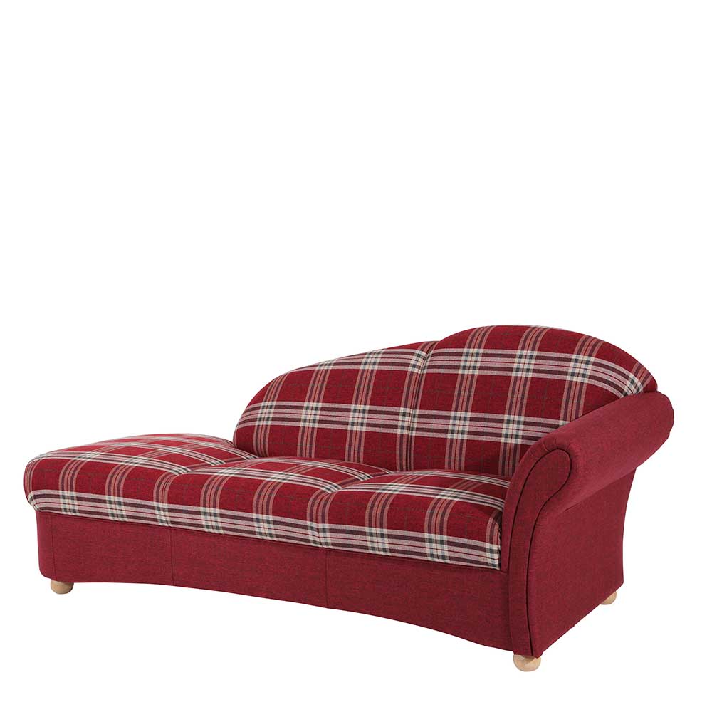 Chaiselongue mit Karostoff in Rot - Lyatea