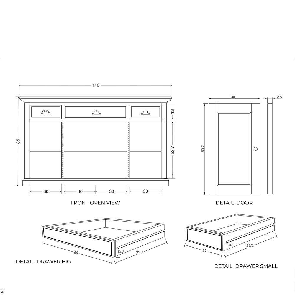 Moderne Landhauskommode mit Glaseinsätzen - Venzeno