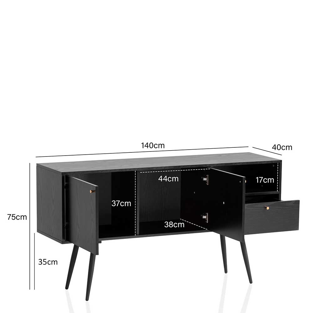 Retro Sideboard in Schwarz - Flair