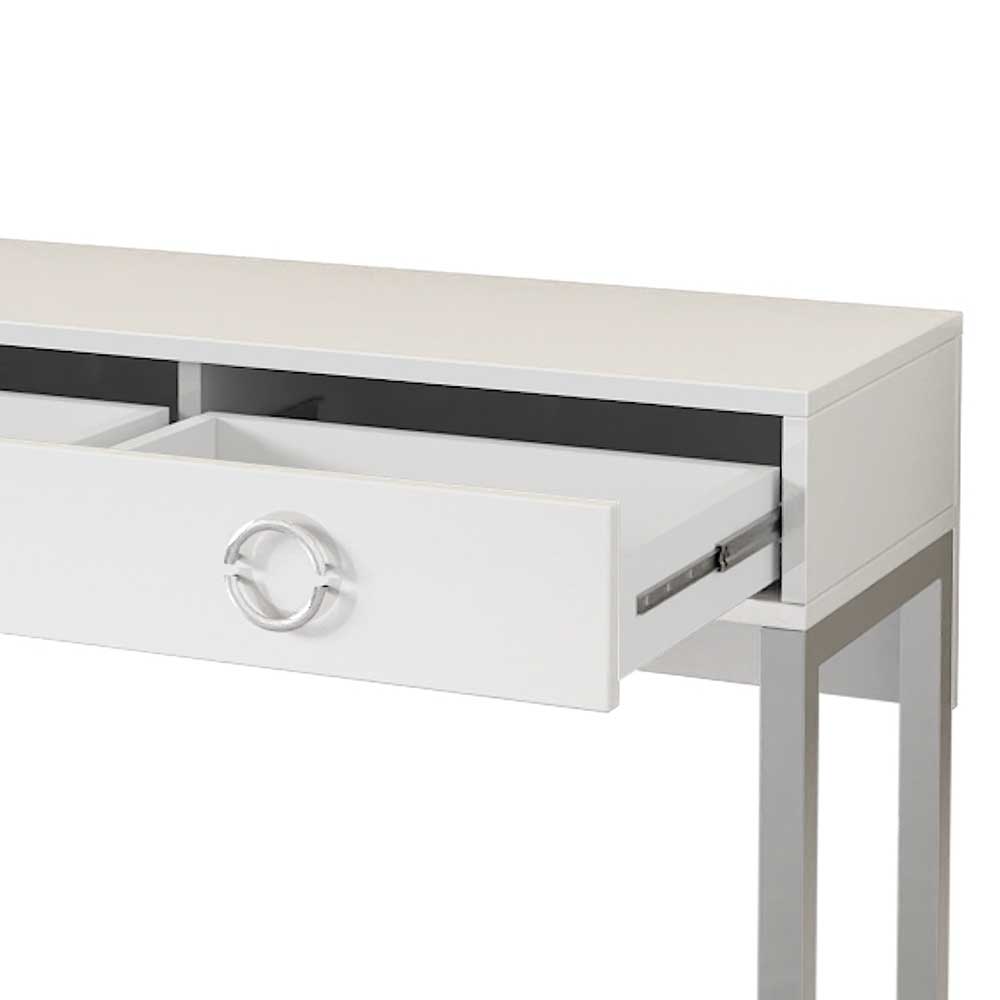 Schreibtisch in Weiß Hochglanz & Etzga Design Chrom modernes - 