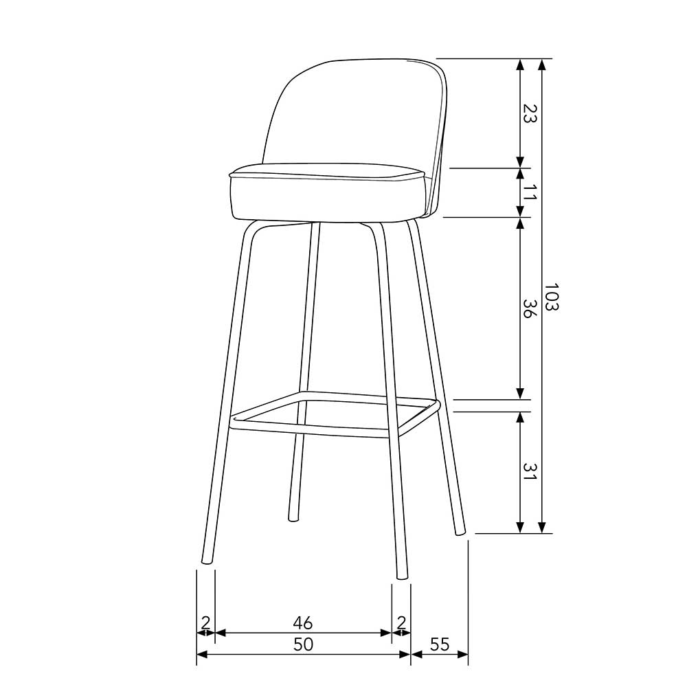 Retro Barstuhl mit Sitzhöhe 79 cm - Cuba