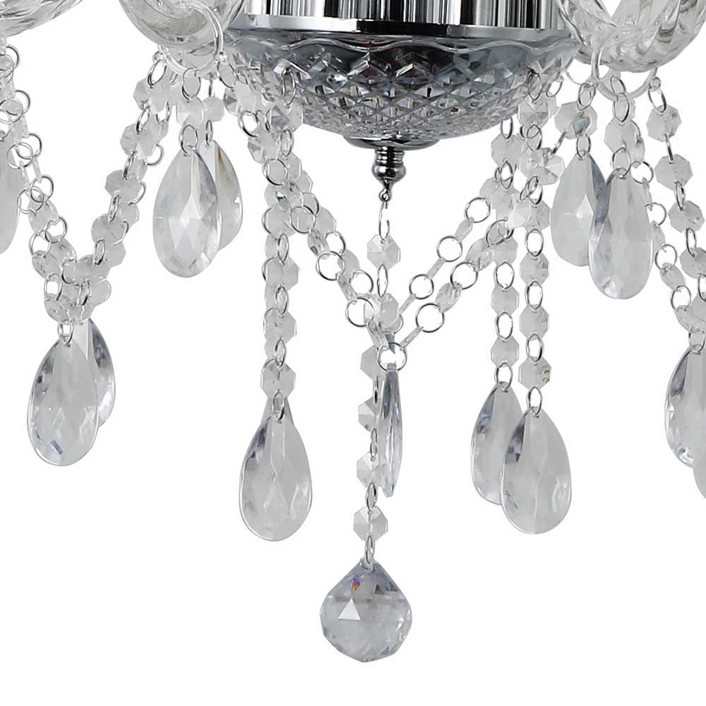 Transparenter Kronleuchter mit versetzten Lampen - Silber aus Apel Acrylglas & Metall