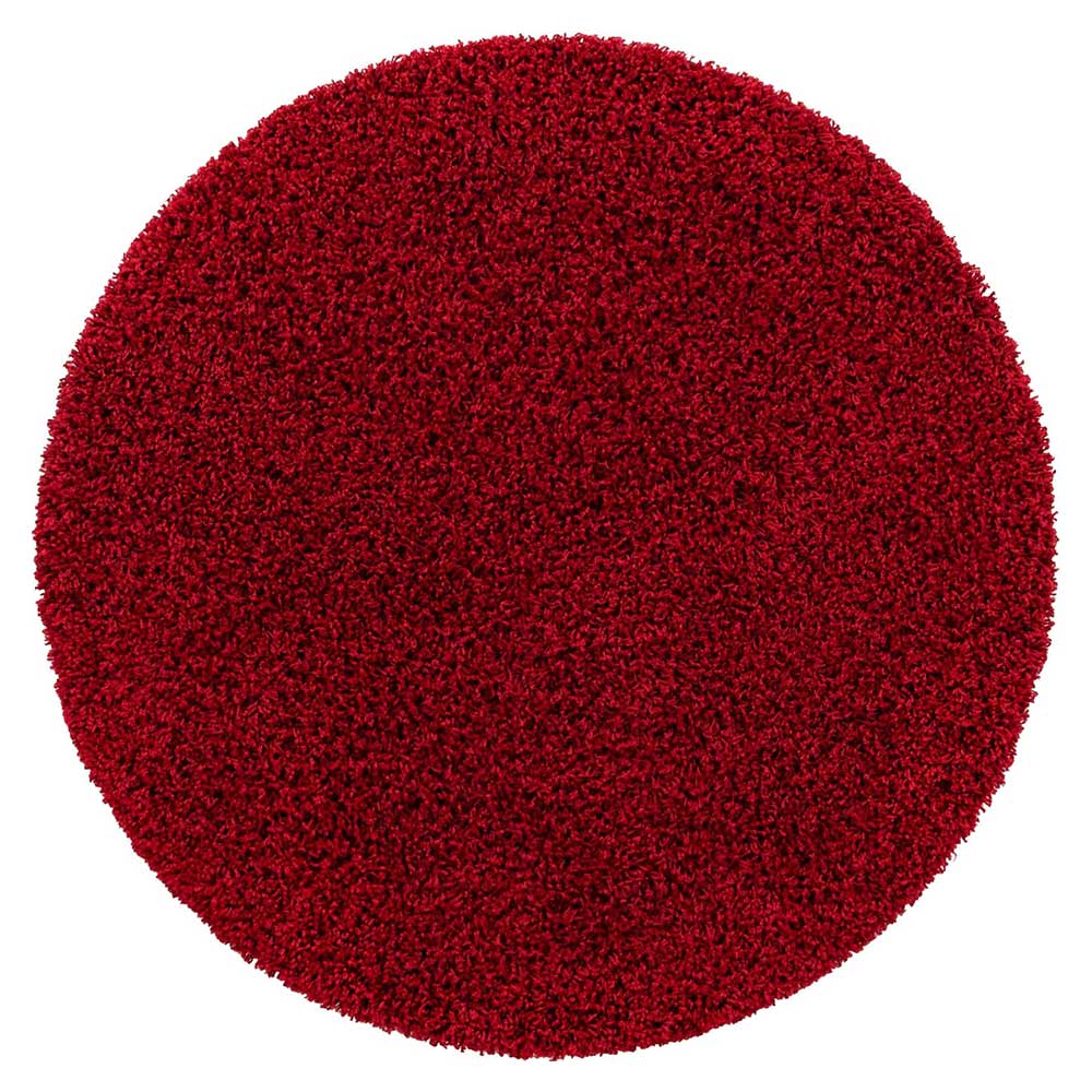 Roter Teppich in Rund 120cm oder 150cm mit hohem Flor - Vrella