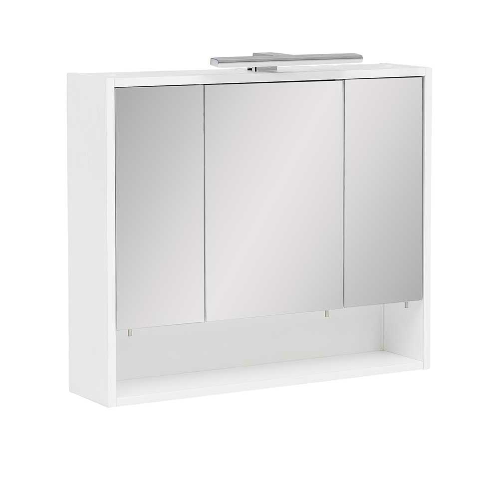 Bad - cm LED Spiegelschrank 70x66x16 - Weiß mit Fach in Spynda offenem