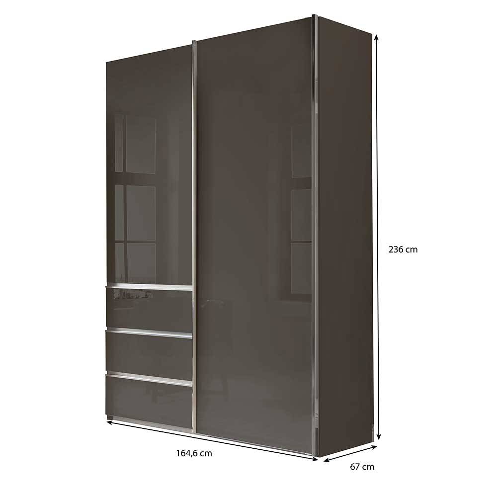 Kombi-Kleiderschrank in Braun Glasfront - 165 cm - Preema