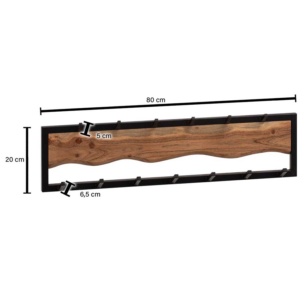 Industrial Garderobe mit 13 Kleiderhaken - Pudonra