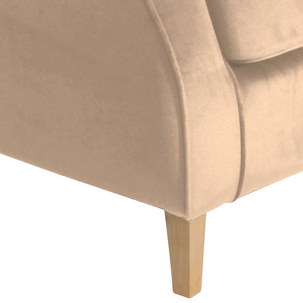 Samtvelours Ohrensessel in Beige - Sanjuas