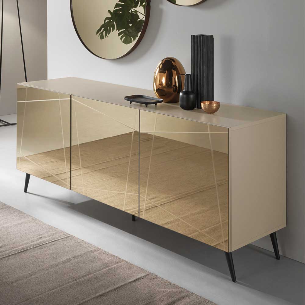 Sideboard in Taupe und Bronze Spiegelglas - Lotivera