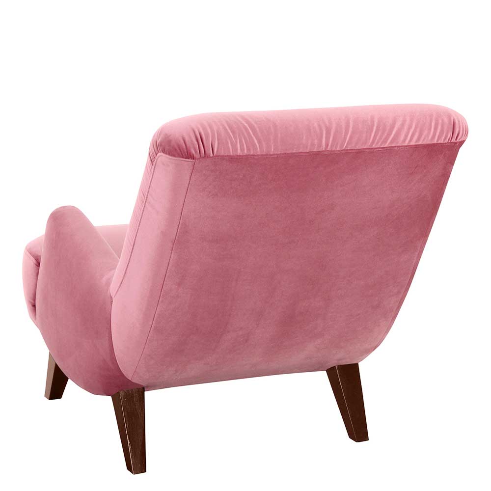 Wohnzimmer Sessel in Rosa und Nussbaum - Jily