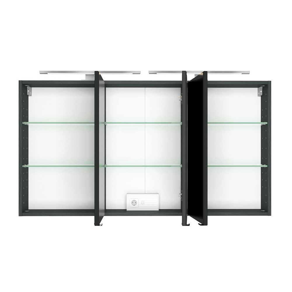 Grauer 3D Bad-Spiegelschrank mit 120 cm Breite und LED Beleuchtung - Nitusa
