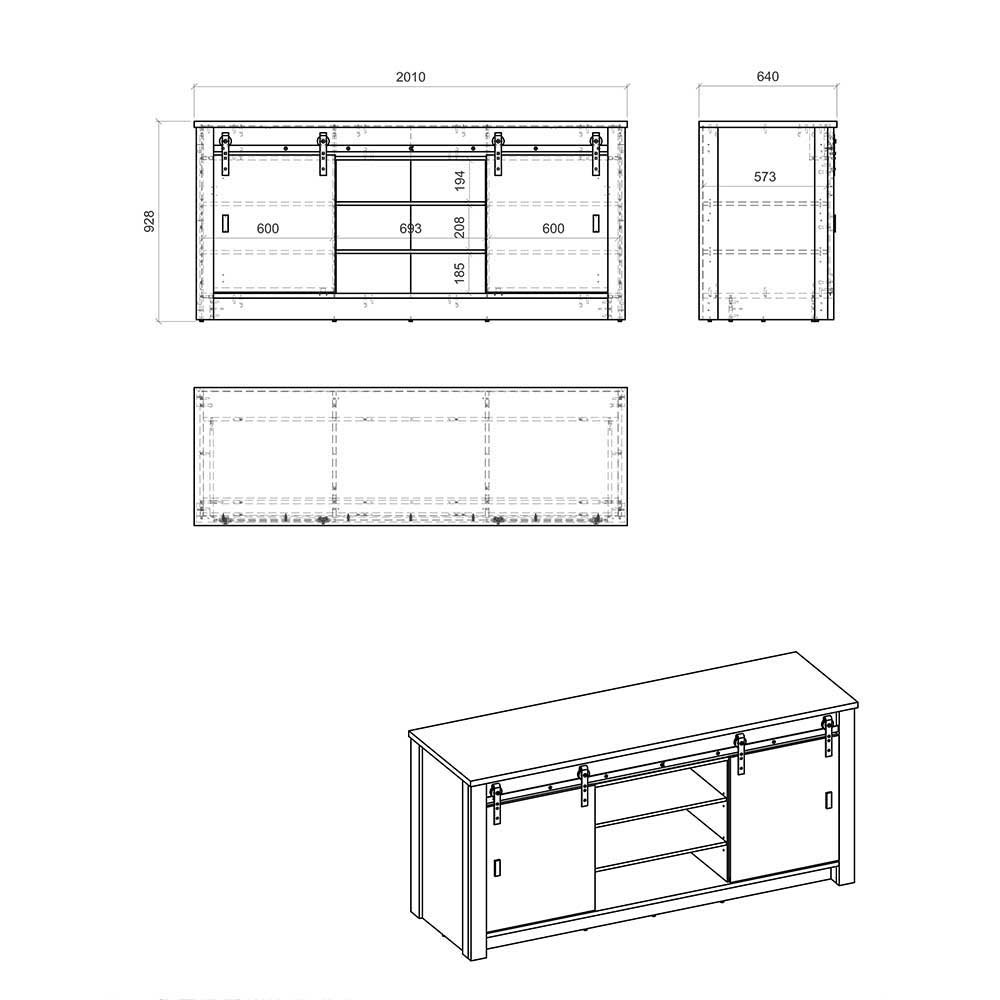 Rustikale Küchen-Einrichtung Set - Garisa (fünfteilig)