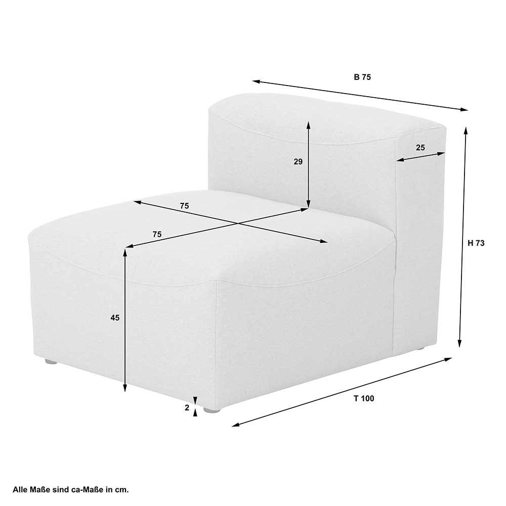 Modulsofa Element ohne Armlehnen in Cremeweiß - Tembreno