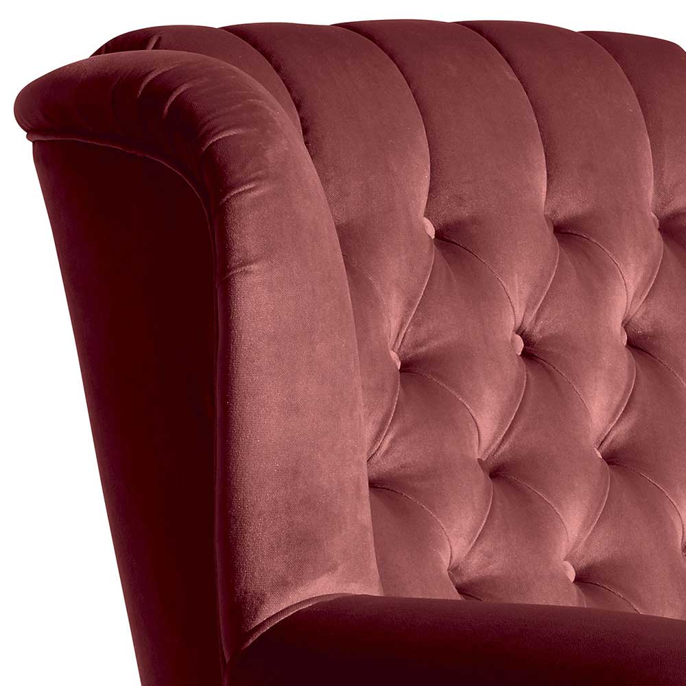 Chesterfield Sessel in Ziegel Rot Samtvelours - Lazura