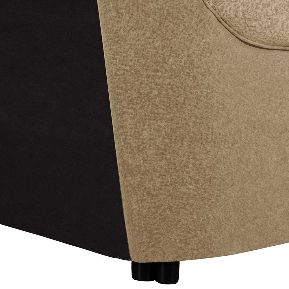 Federkern Schlafsofa aus Flockstoff in Beige - Mabu