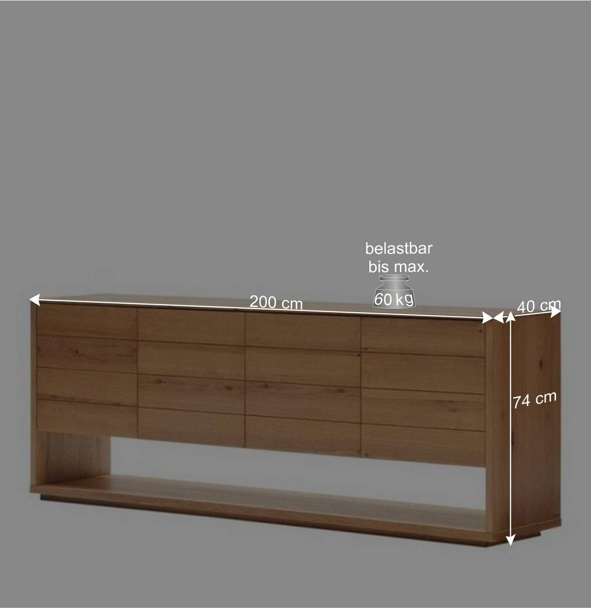 Großes Sideboard mit vier Türen und Fach - Algaro