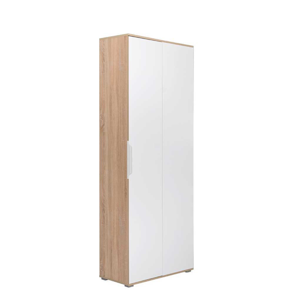 Schmaler Garderobenschrank in Solari cm - Weiß Optik Sonoma-Eiche & 40x211x38