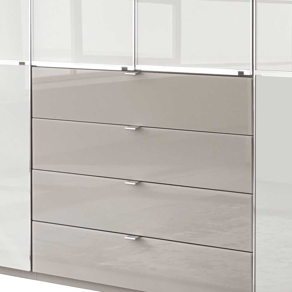 296 cm Kleiderschrank mit Glas in Weiß - Pascan