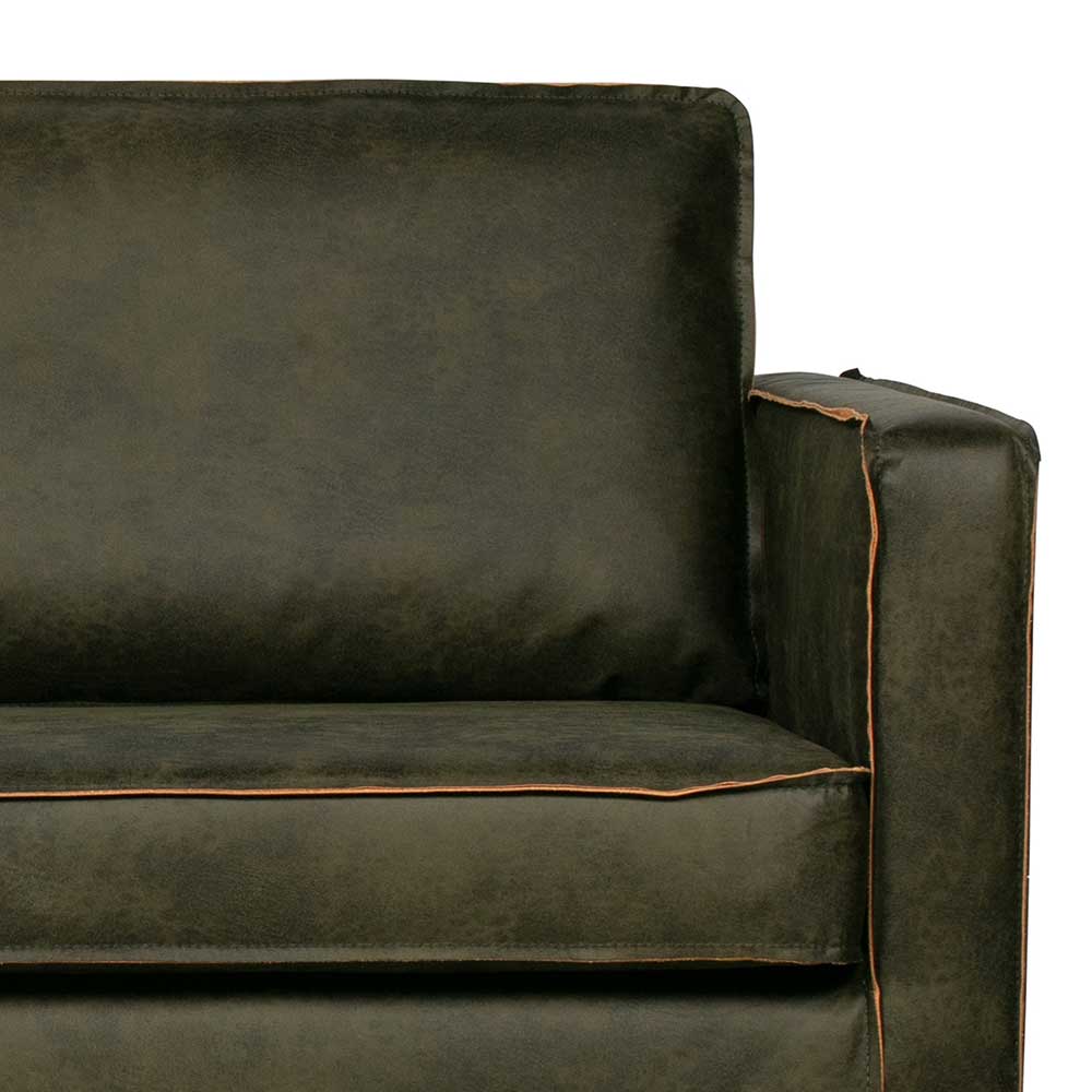 Recyclingleder Couch in Oliv Grün - Antalio