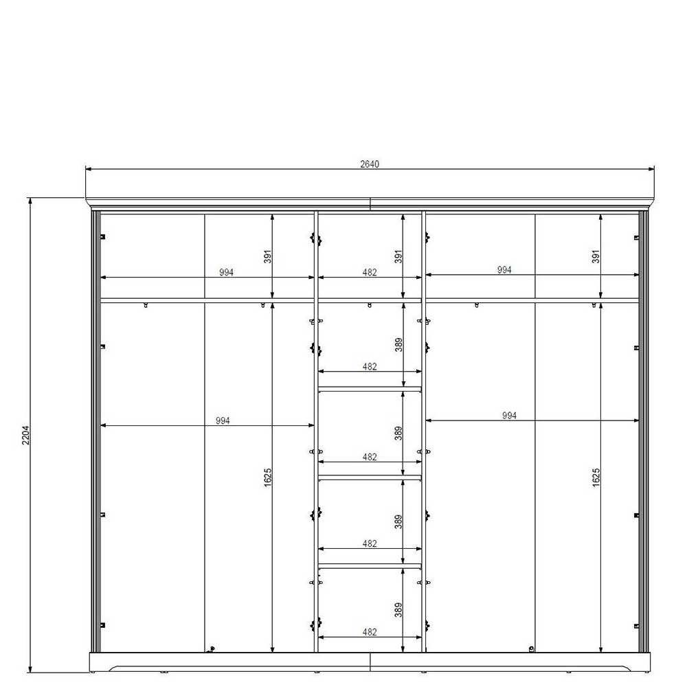 Schlafzimmerschrank mit 5 Türen 264x221x64 cm - Maggio