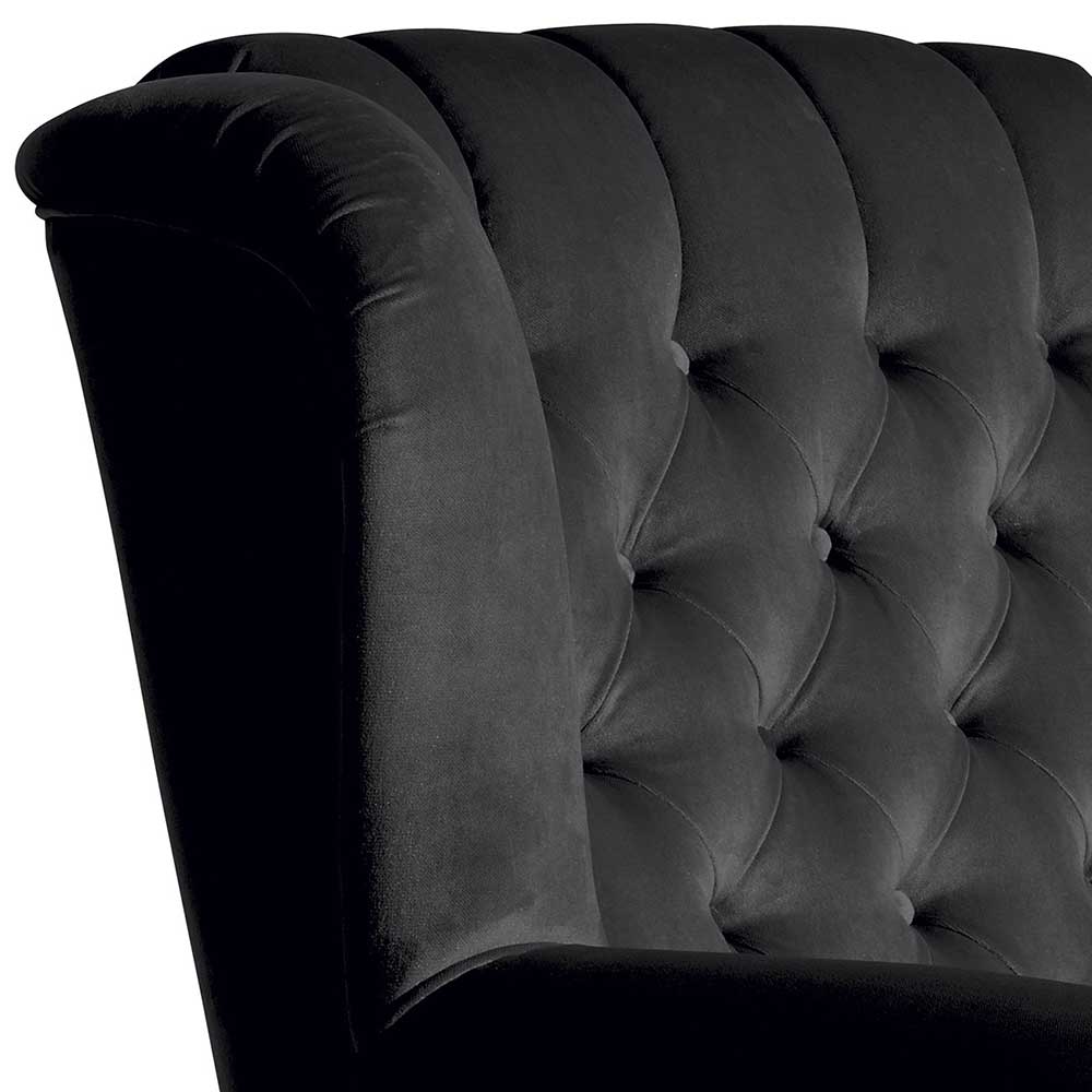 Chesterfield Ohrenbackensessel in Schwarz - Narissa