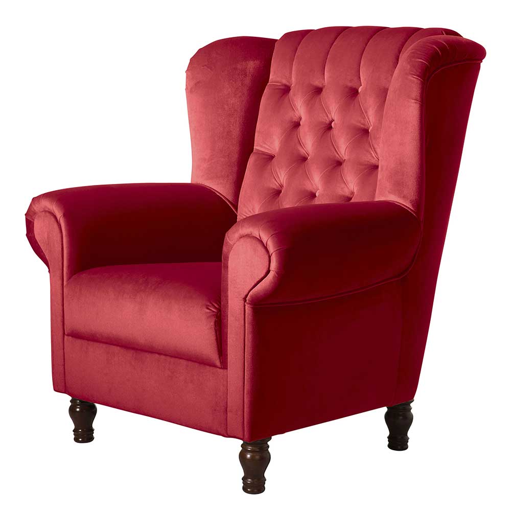 Roter Chesterfield-Sessel mit Ohren - Malisha