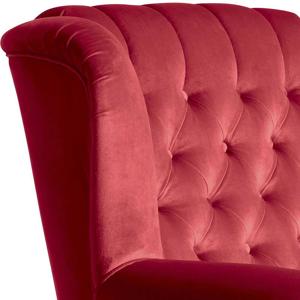 Roter Chesterfield-Sessel mit Ohren - Malisha