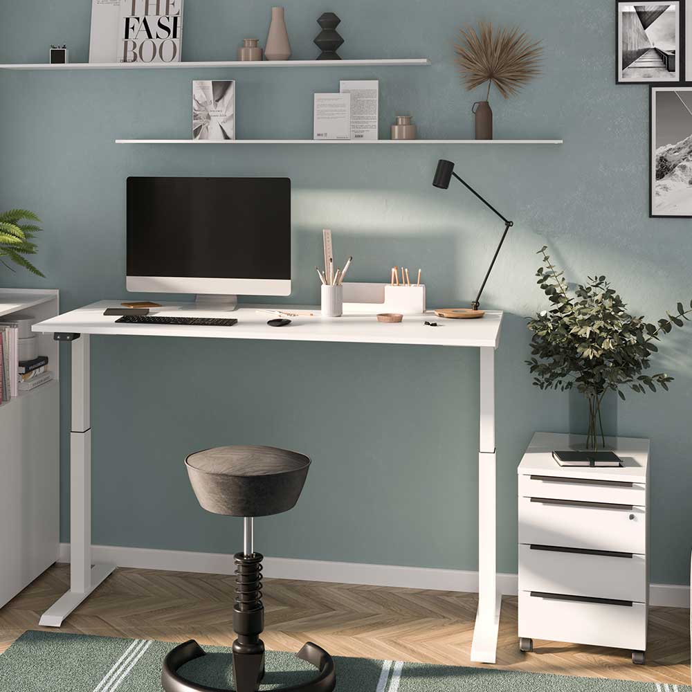 Elektrisch höhenverstellbarer Schreibtisch in Weiß - Sparkle