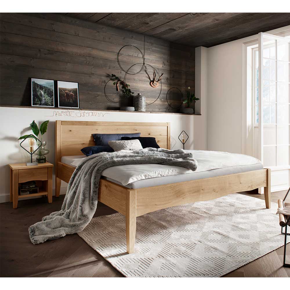 Komfort-Einzelbett aus Wildeiche Massivholz - Adeira