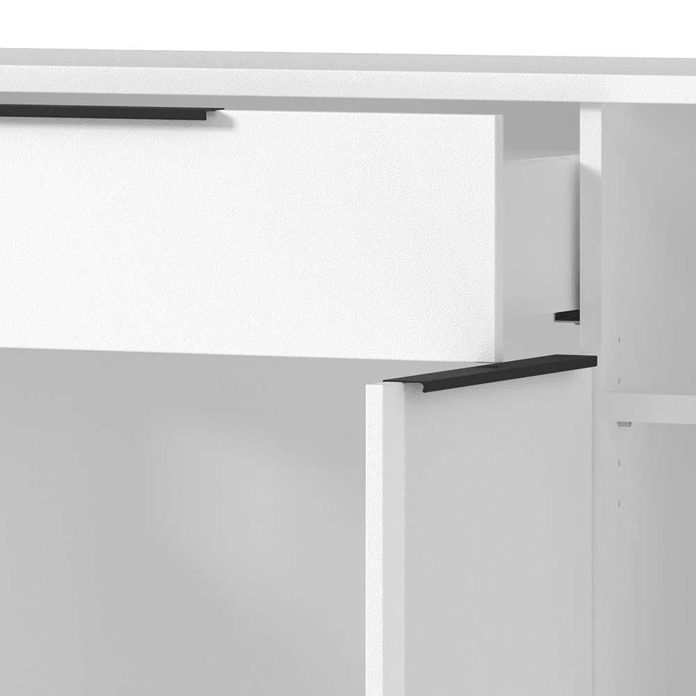 Büro Highboard in Weiß mit schwarzen Griffen - Sparkle