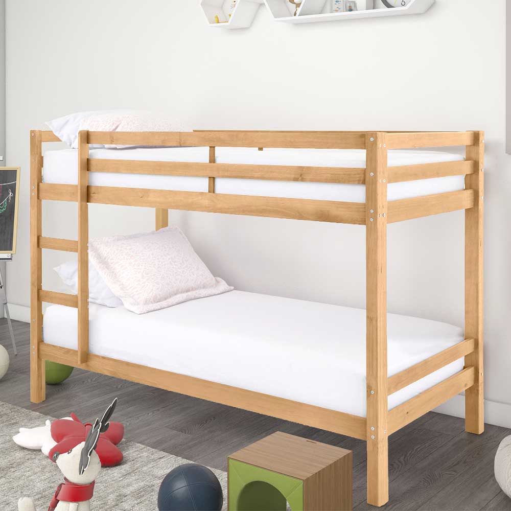 90x200 Kinder Stockbett in Kiefer Natur - Lowes