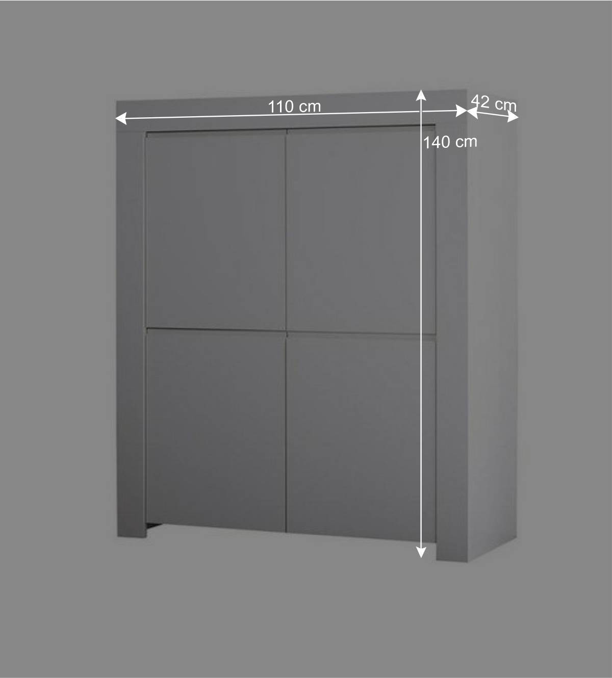 110x140x42 cm Highboard in Weiß lackiert - Mikes