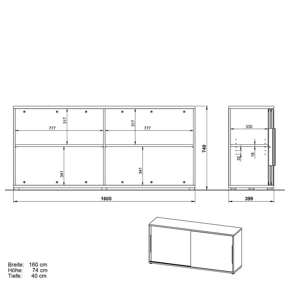 Büro Sideboard mit Schiebetüren - Sparkle