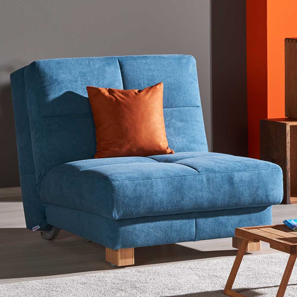Blaues Schlafsofa mit Kissen Orange als 2-Sitzer oder 3-Sitzer - Damiette