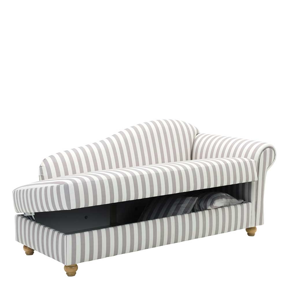 Chaiselongue mit Streifen in Weiß Braun - Adendro