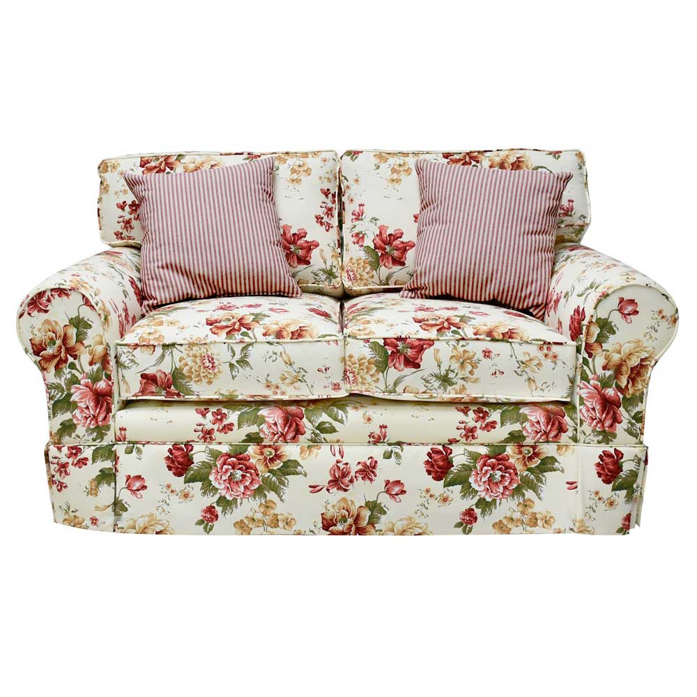 Romantisches Landhaus Sofa mit Blumen Telik Stoff oder - - Federkern 3er und 2er